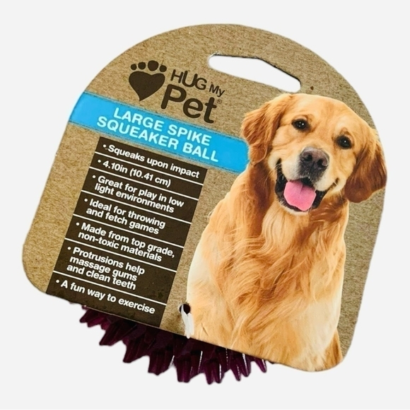 NWT Large Spike Squeaker BALL Hug My PET DOG Chew Toy Bouncing BALL - Picture 1 of 3